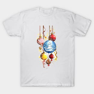 Decorative Christmas Balls Watercolor T-Shirt